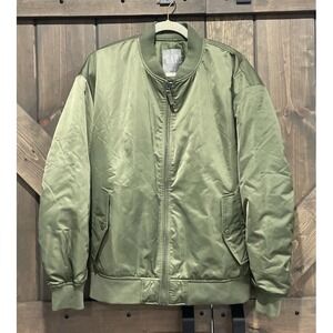 NWT Gap Full Zip Lined‎ Bomber Jacket Green Olive Men's M